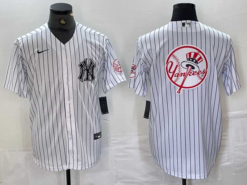 Men%27s New York Yankees Big Logo White With Patch 2024 Cool Base Stitched Jersey->new york yankees->MLB Jersey